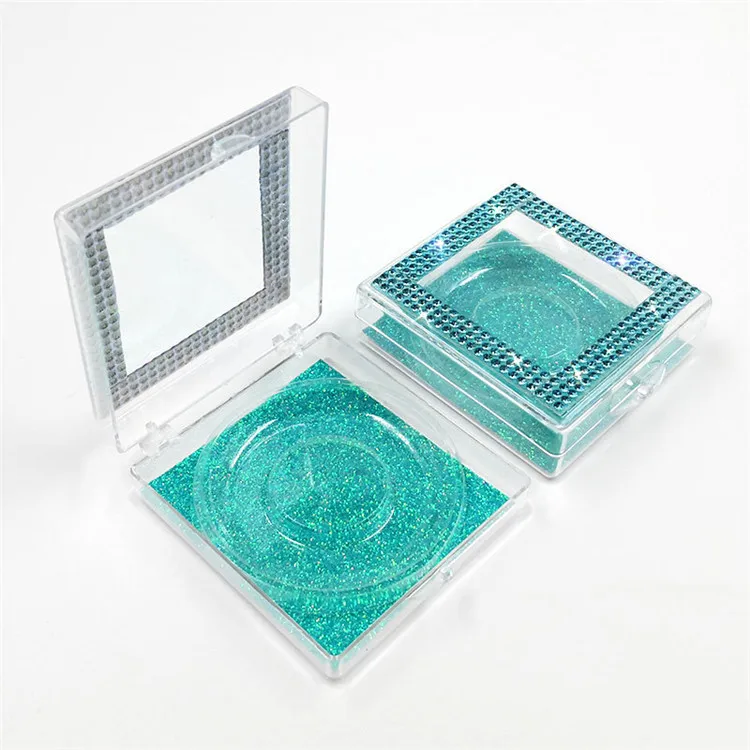 

customized logo blue bling bling diamond eyelashes box vendor crystal rhinestones lash case, Like pic or customized