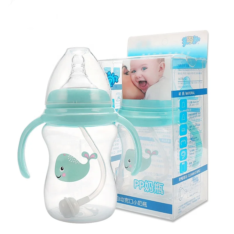 

Factory Direct Sales Cartoons Wide Mouth Pp Silicone Formula Baby Bottles Baby Feeding Bottle, 2 colors mixed shipped randomly