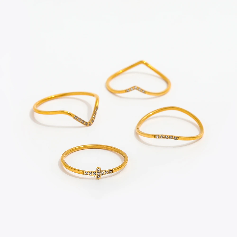 Joolim  18K PVD  Gold Plated Dainty Arrow Irregular Not Fall Zirconia  CNC Inlay Fine Dainty Rings for Women  Fashion Jewelry