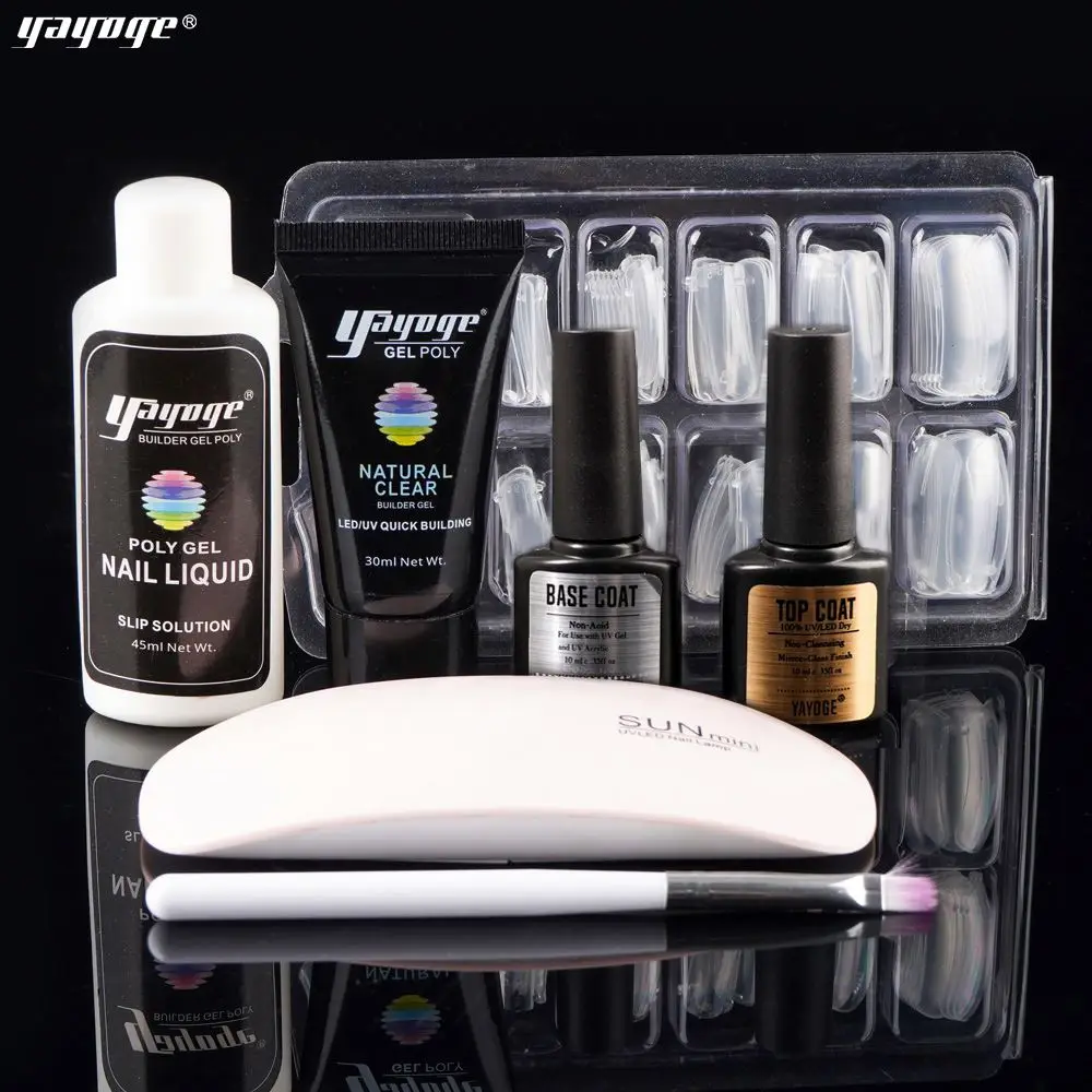 

Full Set With Uv Dryer Lamp Nail Tools Poly Gel Nail Kit Private Label, Clear pink white for poly gel