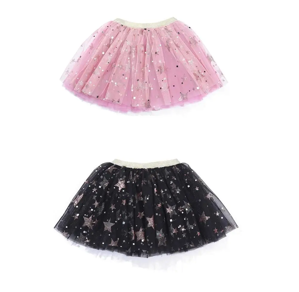 

2019 New Style Girl Stars Sparkling Square Tutu Skirt Soft Tulle Tutu, Rainbow