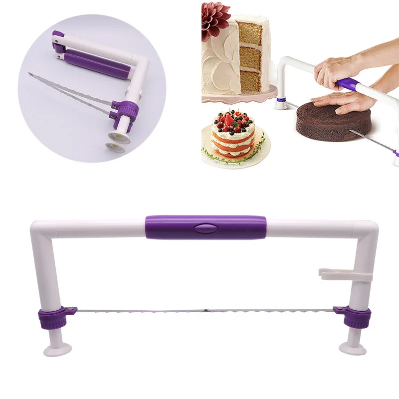 

Factory Direct Sale Adjustable Stainless Steel Cake Leveler with Plastic Handle Foldable Cake Slicer Leveler