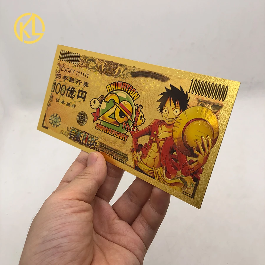 

More Japanese Anime One Piece Monkey D Luffy Sanji Zoro Robin Nami Gold Banknote Gold Plastic Cards for Accessories Collectibles