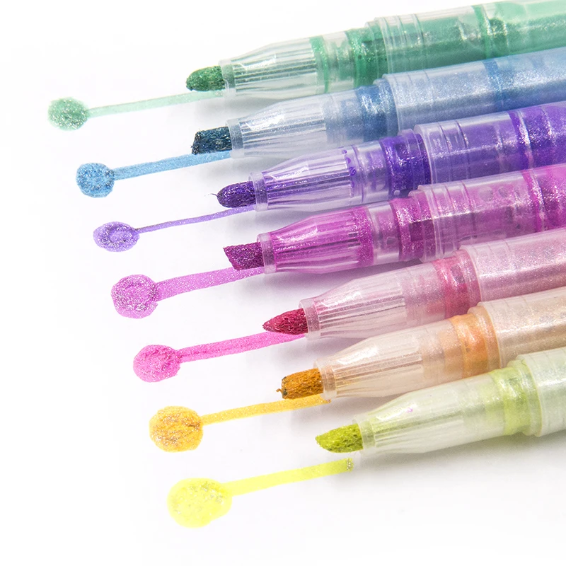 Custom Printed Promotion Colorful Glitter Highlighter Marker Chisel