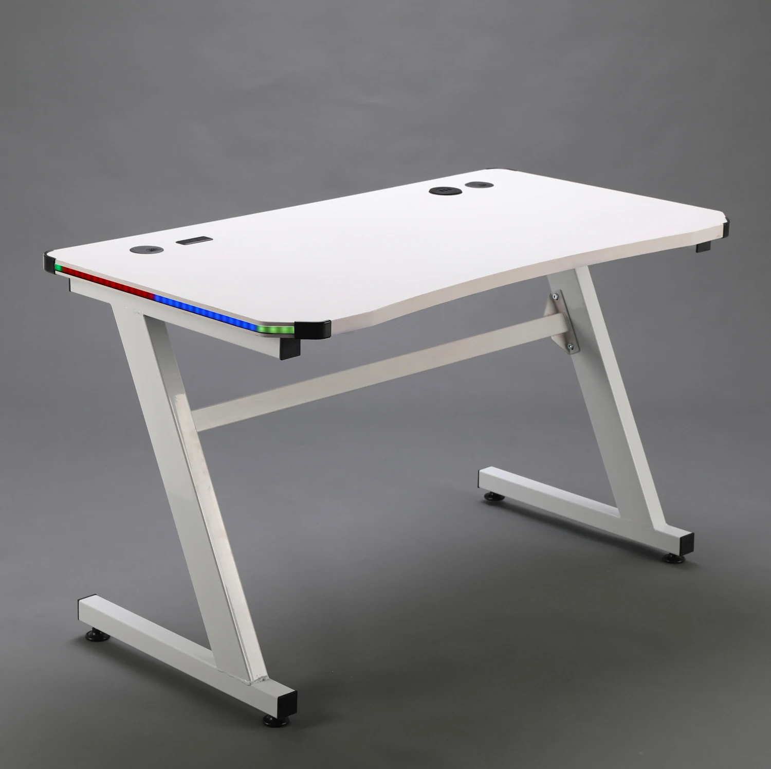 Modern White Esports Table With Led Light Gaming Pc Desk Computer