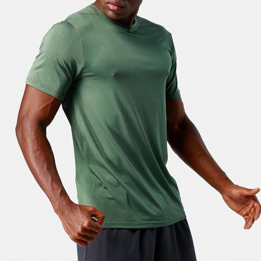 

Wholesale Men Polyester O neck Tee T Shirt Dry Fit Blank Solid Color Sport Gym T-shirt