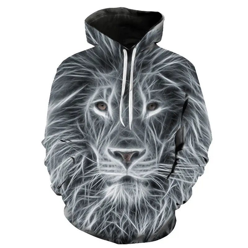 

New 3D digital hooded sweater with lion print