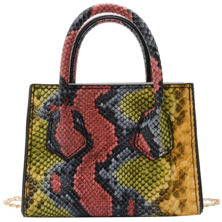 

Custom Image European And American Winter Women Handbags Snake Grain Leather Zipper Chain Shoulder Messenger Girls Bag