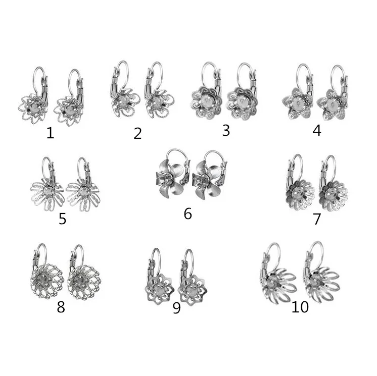 

Jewelry Stainless Steel French Hook Welding Flower Cover Claw Holder Stainless Steel Ear Hook DIY Earring