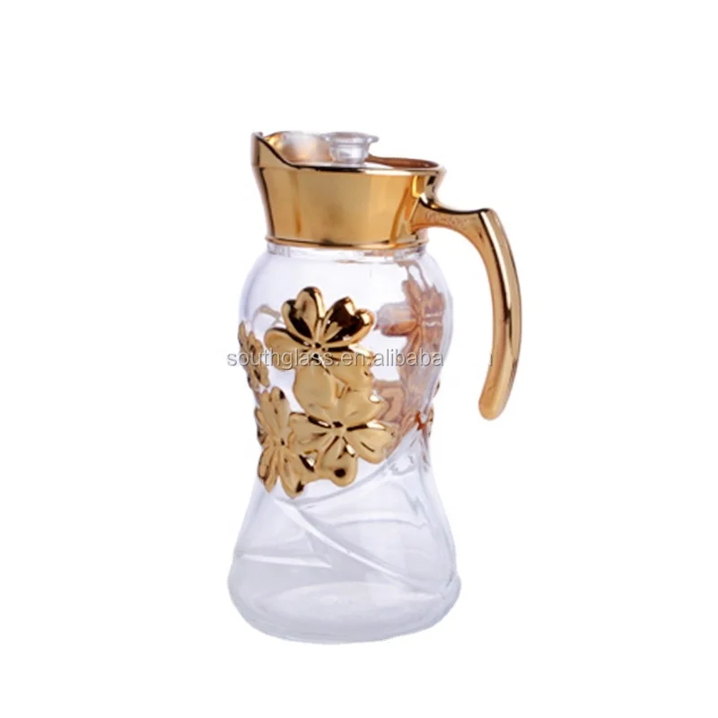 

7OZ TUMBLER+1.4L JUG FLOWER DESIGN GOLDEN 7PCS DRINKING SET, WATER SETS