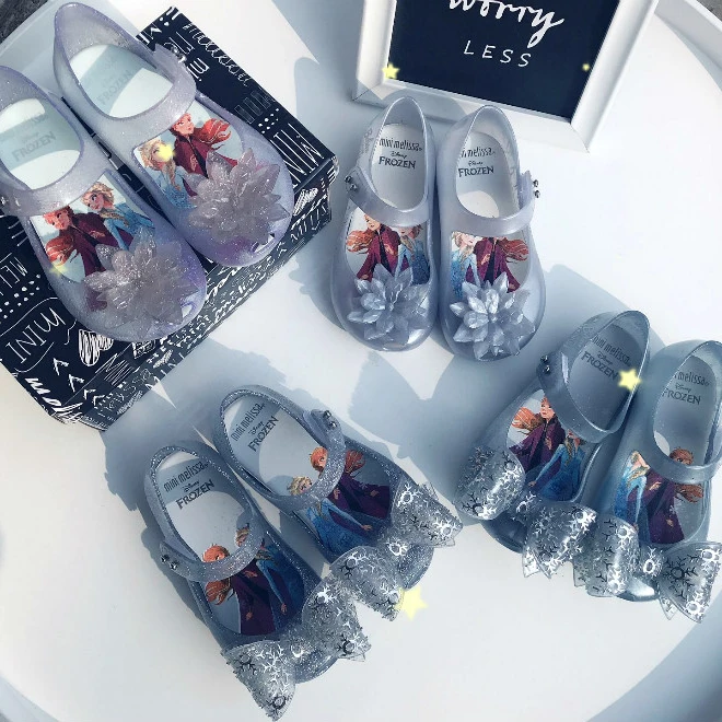 

Melissa ice and snow princess Aisha children's shoes PVC girls fish mouth sandals children's jelly crystal shoes wear resistant