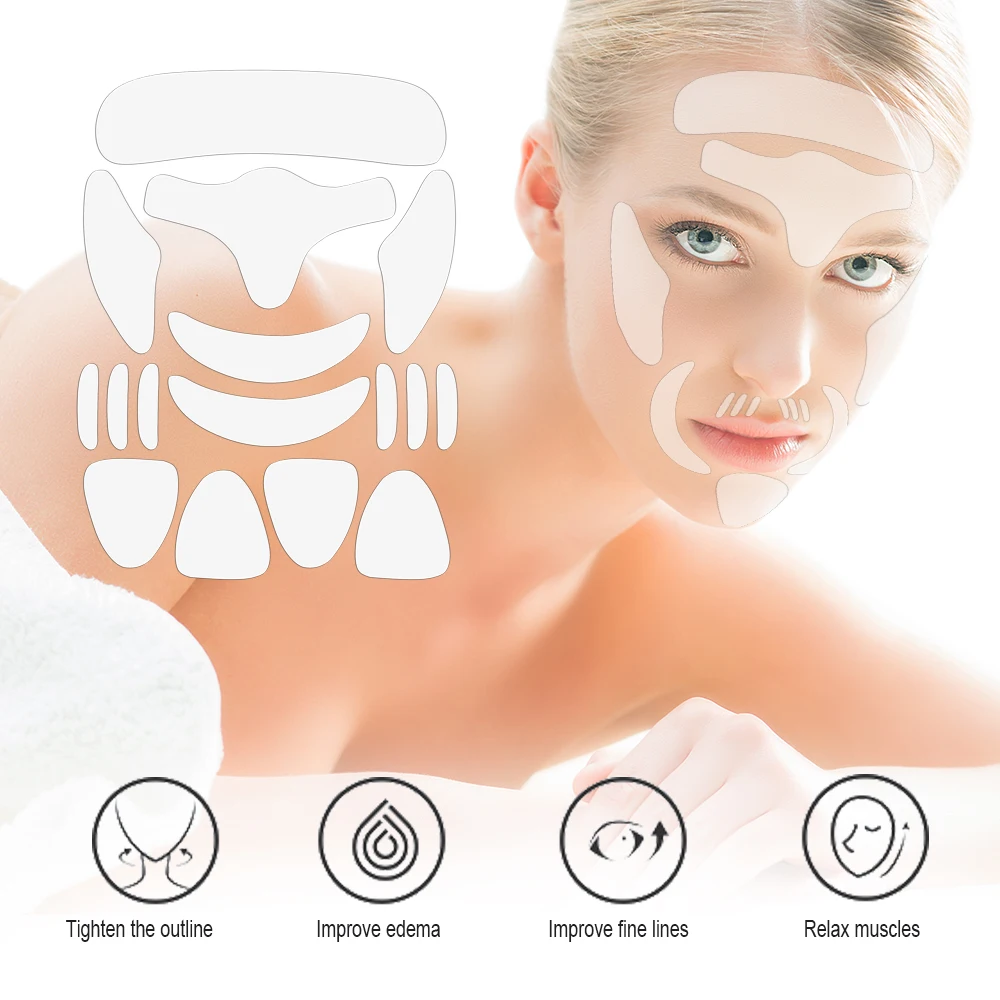 

MSDS Customize Reusable 16pcs Set Face Wrinkle Remover Silicone Anti-Wrinkle Anti Aging Facial pads For Adult, Clear