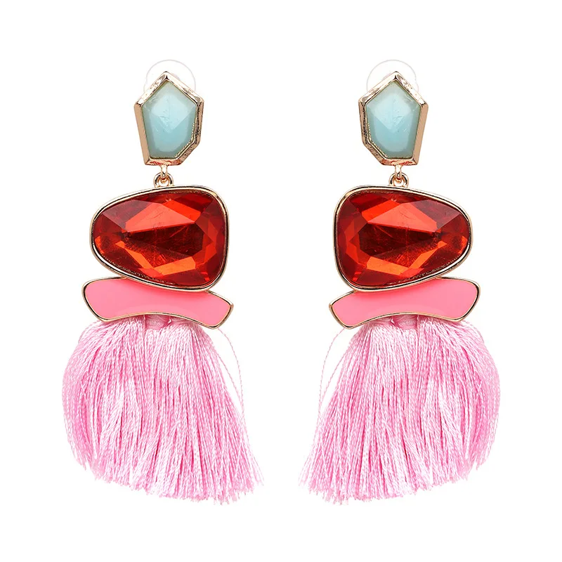 

2021 New Statement Earrings Women Jewelry Multicolored Fringed Statement Drop Dangle Earrings