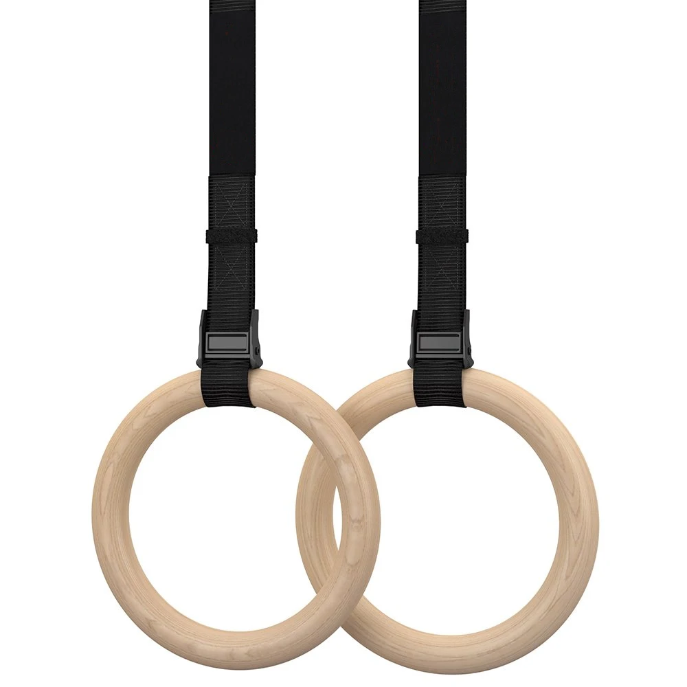 

Body Workout Exercise adjustable strap Gymnastics Rings Nylon Strap wooden gym ring