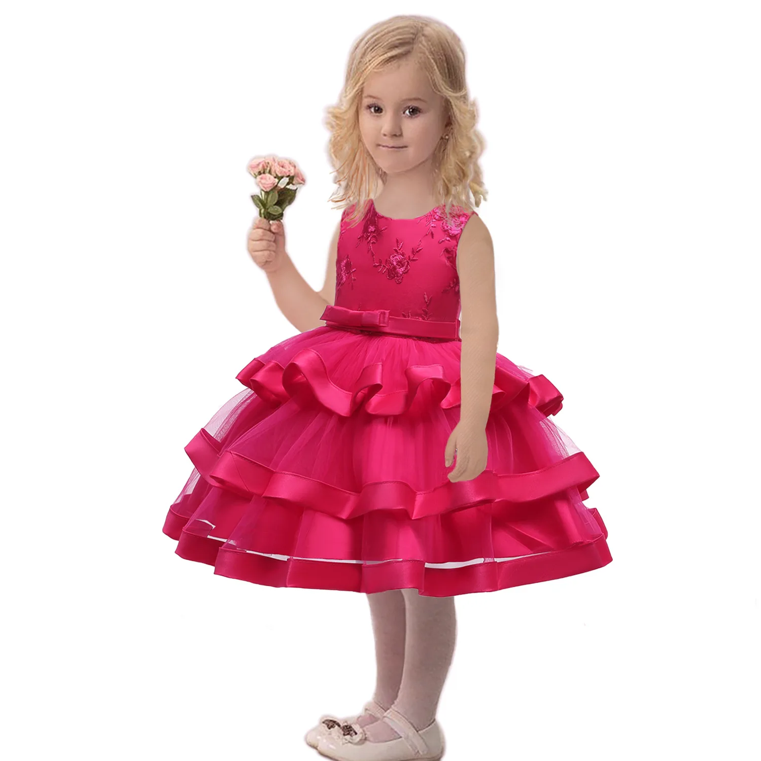 

New 2020 Europe and America sleeveless bubble skirt lace stage performance baby girls night dress for wholesale, As pic shows, we can according to your request also