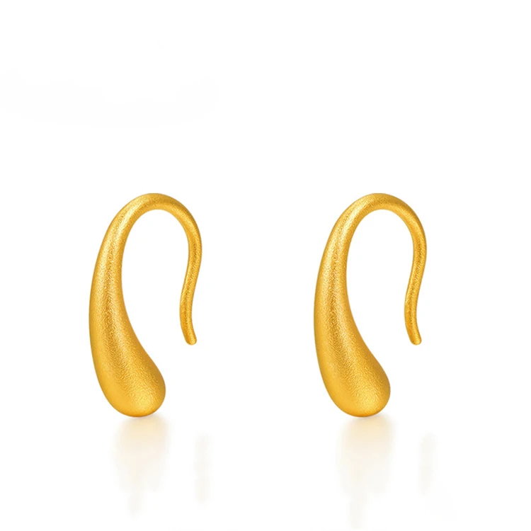 

Certified Gold Stud Earrings Pure Gold 999 Water Drop Earrings 3D Hard Gold Stud Earrings Pure Women