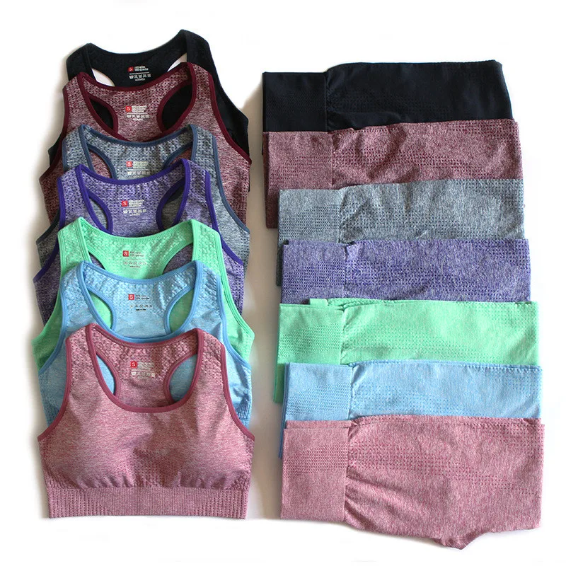 

Wholesale Sports Suits High Waist Athletic Yoga Training Fitness Wear Bra Shirt Clothing Workout Tops Gym Stretch Yoga Set
