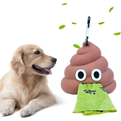 

Stool-shaped pet garbage bag dispenser portable soft silicone pet poop bag storage box for cats and dogs