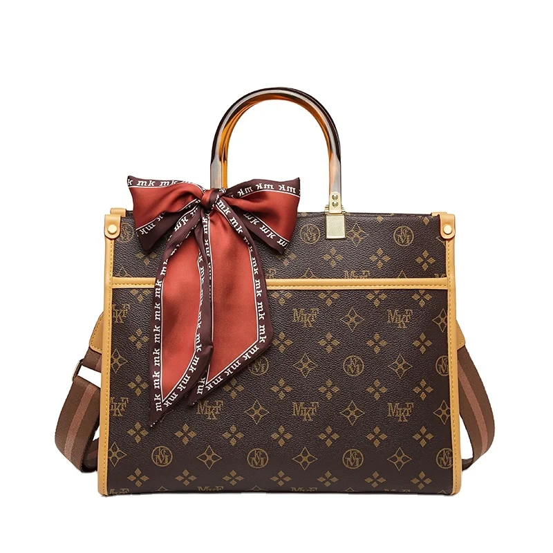 

MKF Luxury Brand Classic Tote Bag for Women Customized Fashion PVC Wide Strap Ladies Handbags Shoulder Bags on Sale, Khaki beige