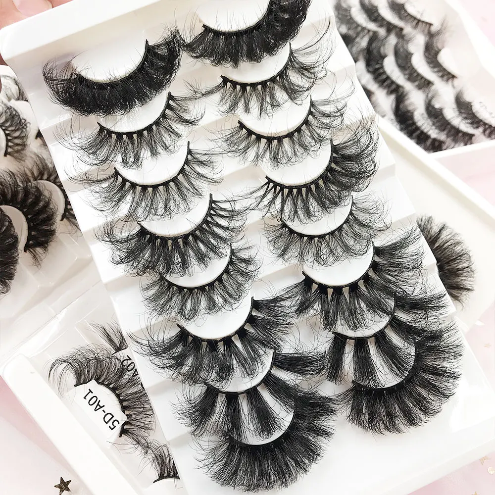 

8 pair eyelash wholesale bulk 25mm lash vendors dramatic 8d fluffy faux mink eyelash