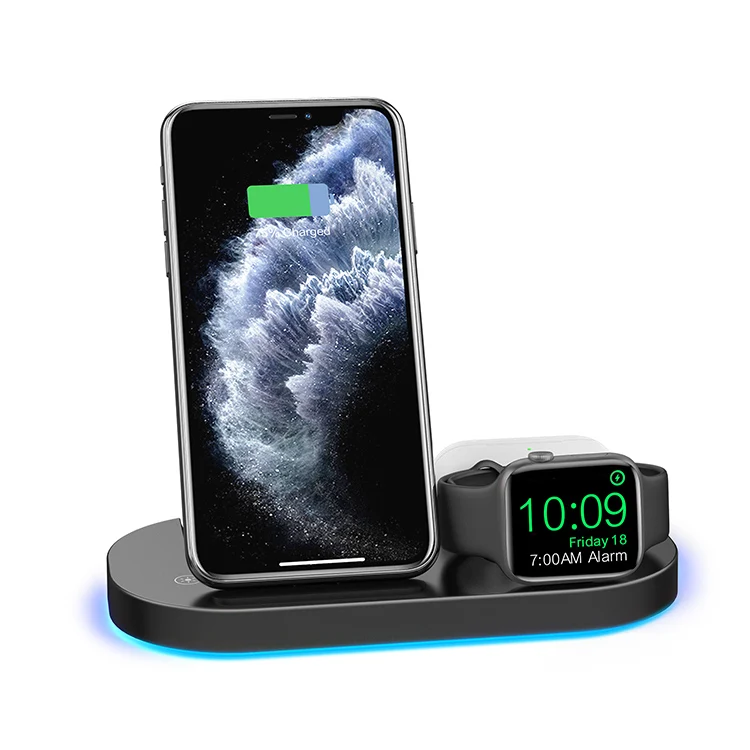 

fast 10w qi charger wireless 3 in 1 stand station for iPhone/Apple Watch/Airpower /Samsung s20