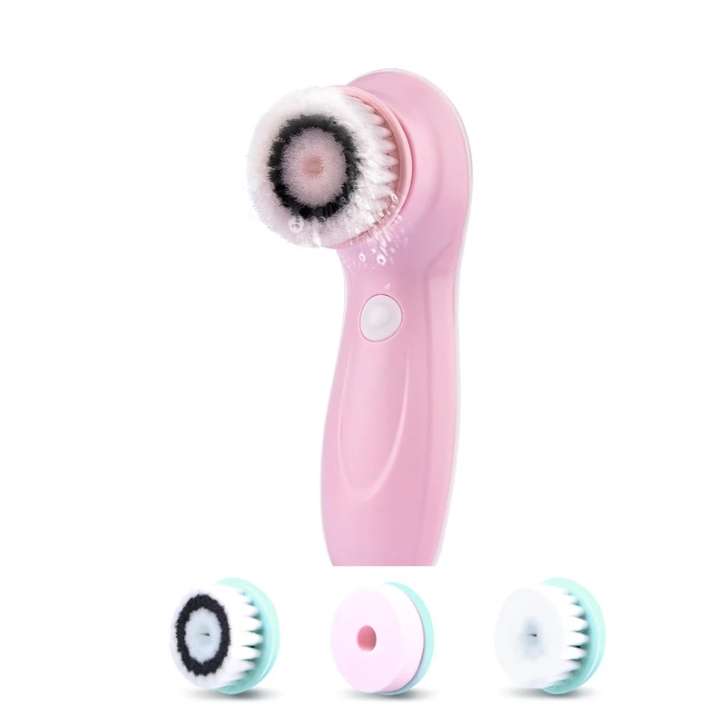 

Portable deep clean 3 in 1 spin facial face cleaner brush electric waterproof face cleansing brush, Blue, pink + customize