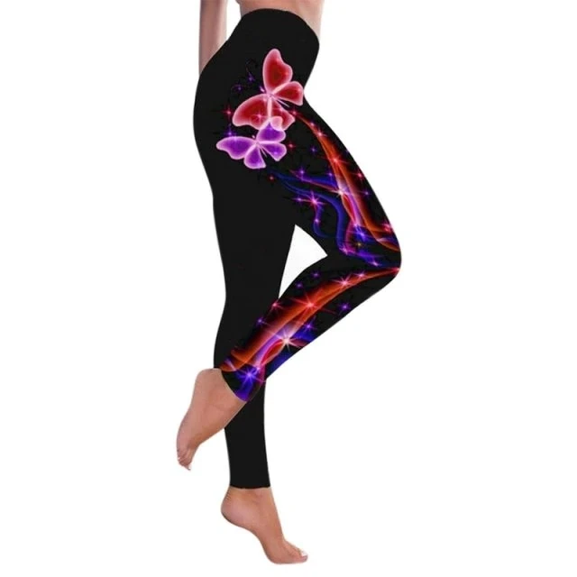 

Guangzhou factory wholesale custom butterfly printed logo women fitness running legging sports yoga wear yoga pants with private