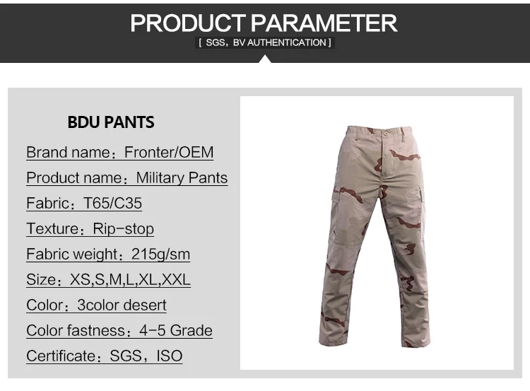 Teesar Hombres Táctico Bdu Uniforme Pantalón Algodón Ejército Pantalones 3-Color