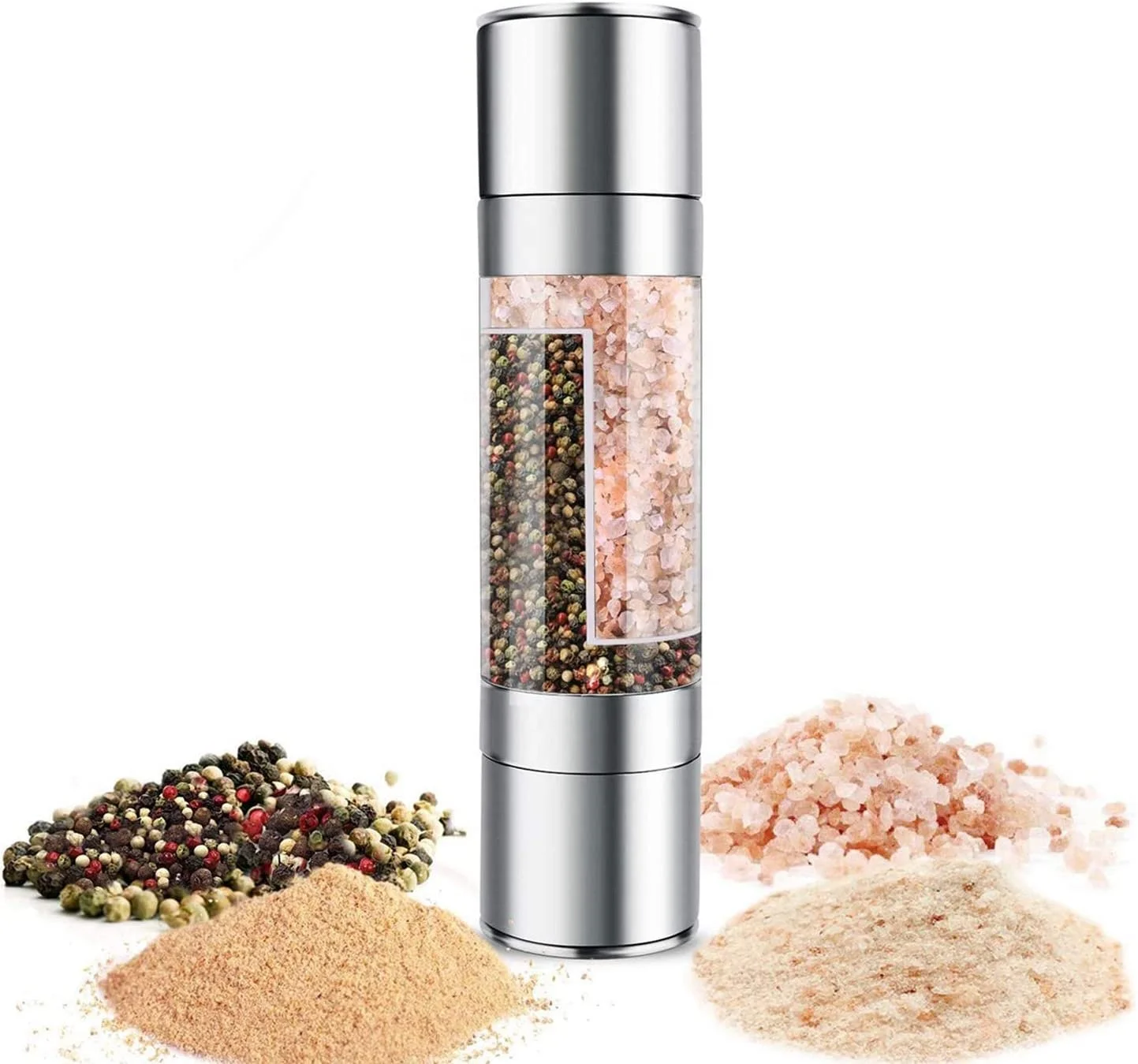 

Amazon Hot 2 in1manual Salt and Pepper Grinder Set hight Stainless Steel Adjustable coarseness salt and pepper mill