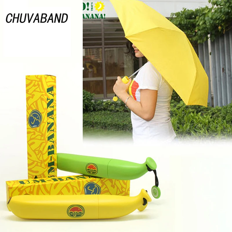 

CHUVABAND Yellow&Green Fruit Creative Umbrella Rain Women High Quality Banana Umbrella For Womens Windproof Folding Umbrellas