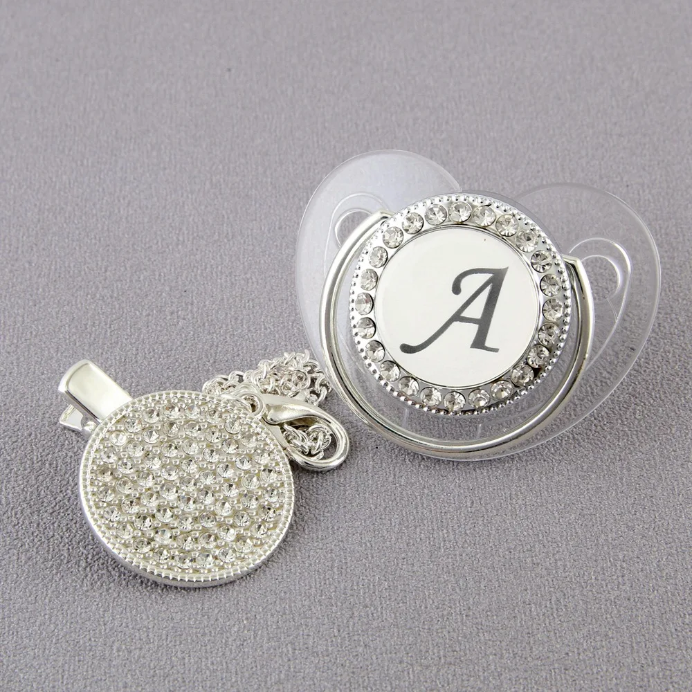 

Newborn Baby Pacifier Clip Chain Rose Silver Bling Silicone Infant Pacifier Holder Baby Soother Nipple Dummy, Pictures