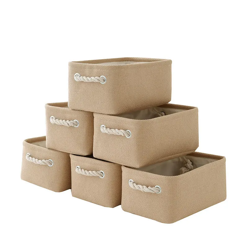 

Jute Fabric Stackable Foldable Storage Cube Basket Bins, Storage Box, Khaki