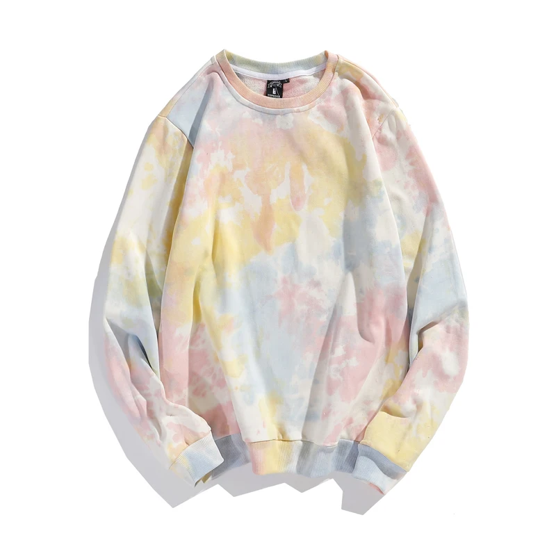 

New Arrival Stock Wholesale Cotton Polyester Tie Die Long Sleeve Sweatshirt Unisex For Women And Men With 4 Colors