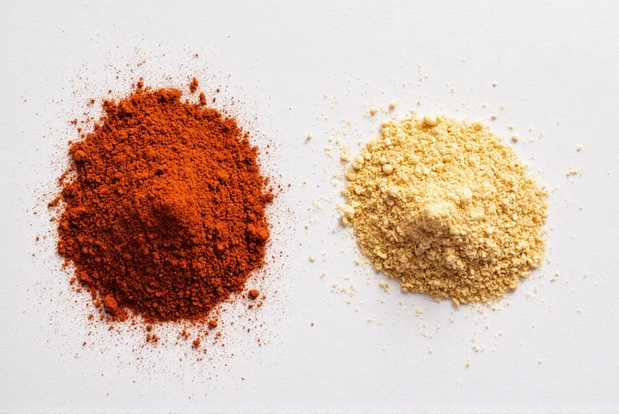 Homemade ancho chili powder substitute blend in spice jars with measurement spoons for accurate substitution ratios