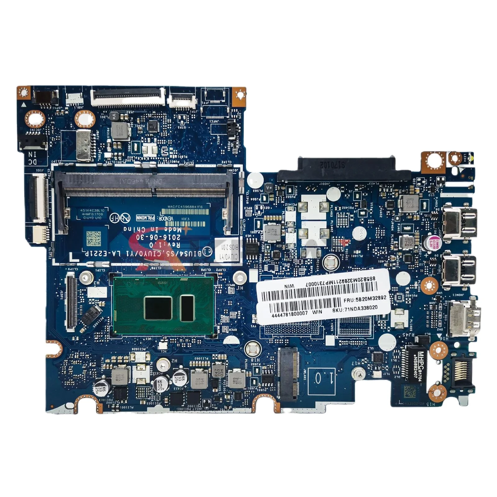 

LA-E221P Motherboard.For Lenovo Yoga 510-14IKB Flex 4-1480 Notebook Motherboard With i3 i5 i7 7th Gen CPU. 2G GPU.