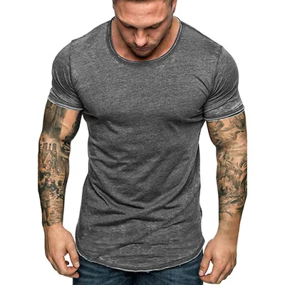 

OEM Men's Slim-Fit Short-Sleeve Crewneck Cotton T-Shirt graphic print plus size crew neck men's t-shirts, Customized colors