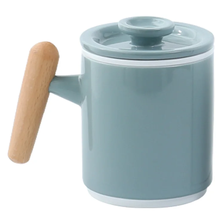

A314 Modern Simple Solid Color Single Layer Handle Mugs with Lid 300ml Home Office Ceramic Mug