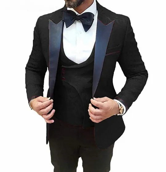 

Latest Coat Pant Designs Men Suits Formal Groom Pattern Black Suit Business Party Slim Fit Mens Tuxedo Wedding Suit For Men, Custom made