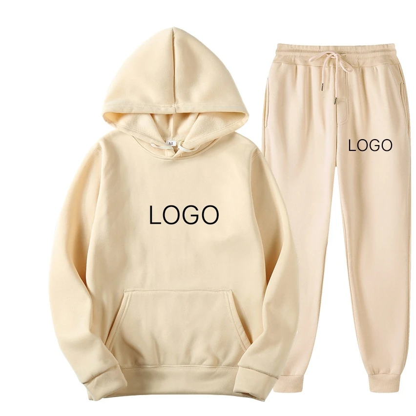 

Wholesale Plus Size 3XL Men&Women Hoodies Set Custom Logo Two Piece Tracksuit Hoodies with Jogers set, Multi color