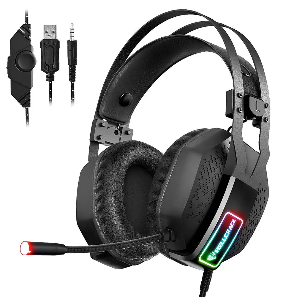 

2019 New model gaming headset for ps4 ps3 headphone gaming with RGB light USB+3.5mm