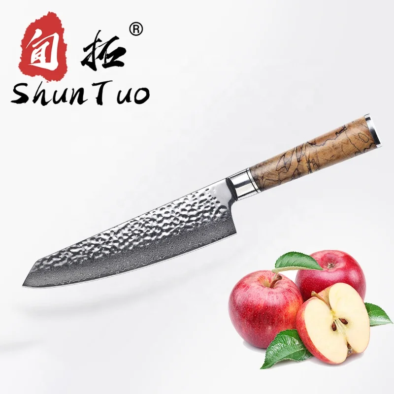 

8 Inch 2 layer clad steel hammer forged VG10 Kitchen Knife Japanese Kiritsuke Damascus Steel Chef Knife, Customized color