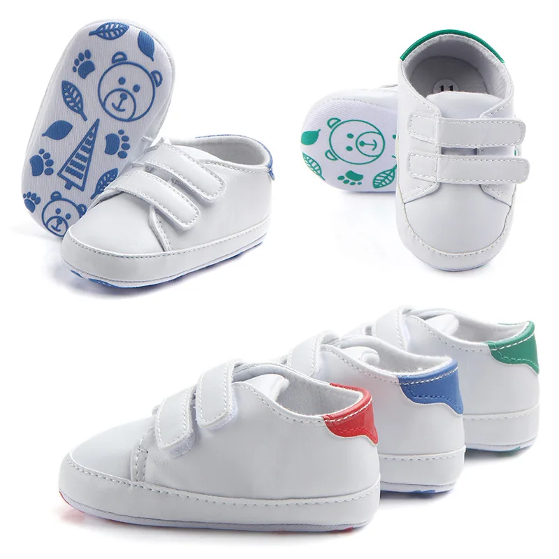 

Baby Pu Leather Shoes Sports Sneakers Newborn Baby Boys Girls white First Walkers shoes Infant Toddler casual shoes B1, As photo