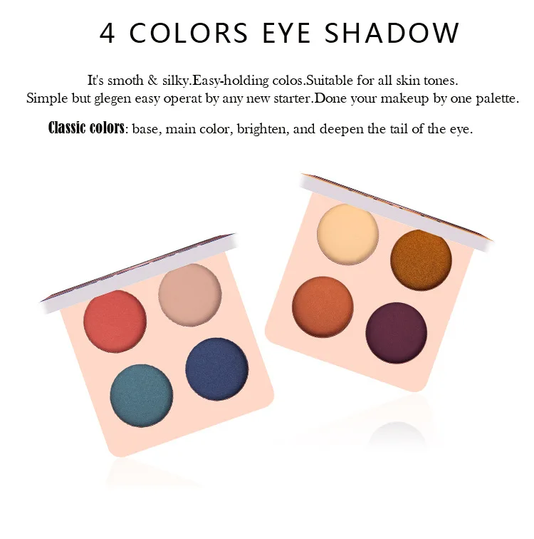 Cheap 4 Color Eyeshadow Palette Matte High Quality Customized Cheap