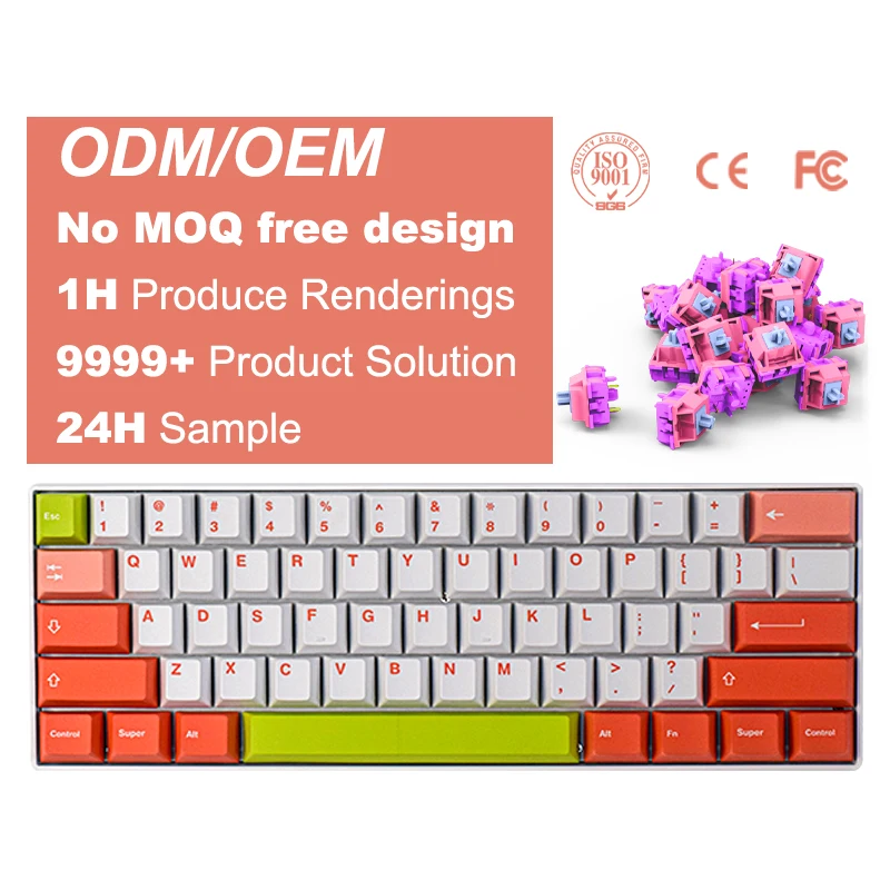 

DIY Kit PCB Hot Swap QMK ISO Mini ABS Case RGB 61 Keys Hotswap Membrane Mechanical Hot Swap Keyboard Kit