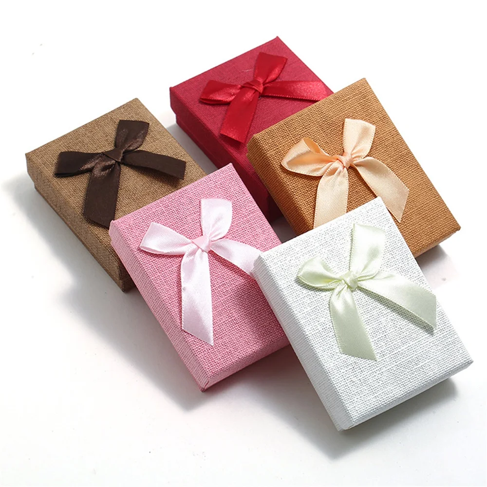 

HPXmas Simple Jewelry Packaging Boxes Necklace Bracelet Paper Boxes Bowknot Gift Packaging Box Wholesale