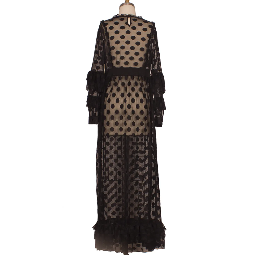 
FM-TL004 Personality style long sleeve casual women mesh plus size dresses 4xl 5xl 6xl 7xl lace dresses 