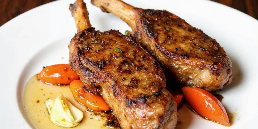 Garlic and coriander rubbed pork chops