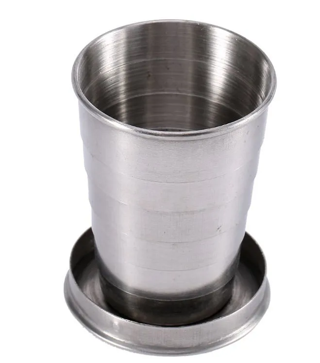 

Stainless Steel Camping Mug Camping Stainless Steel Folding Cup Portable Outdoor Travel Demountable Collapsible Cup 150ml
