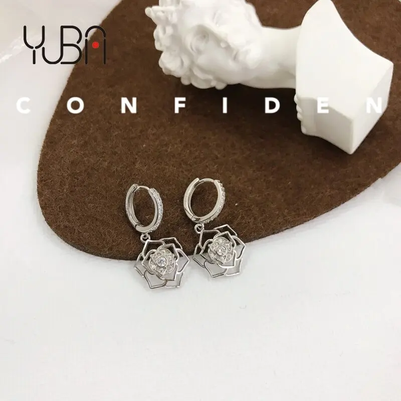 

Fashion Trendy Wholesale 925 Sterling Silver Rose Earrings Women's jewelry