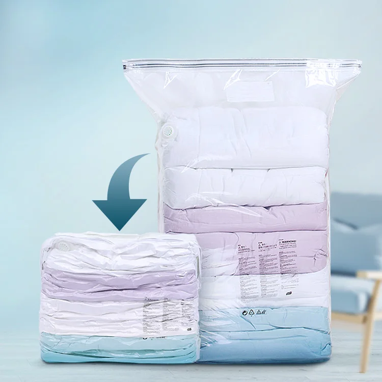 

TAILI 2PCK Premium High Quality Strong Space Saver Bag Vacuum Compression Storage Bag For Clothes Big Bedding Closet Saving, Transparent or others customize colors